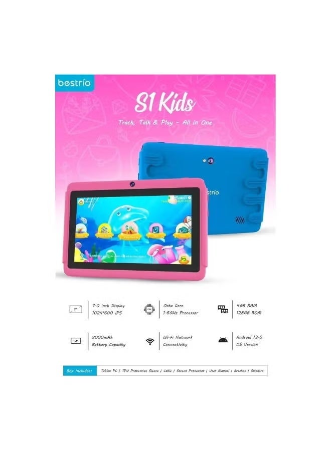 BESTRIO S1 Kids Tablet 7-Inch IPS Display, 4GB RAM, 128GB Storage, Android 13, WiFi, 3000mAh Battery | Blue + Pink | Durable Child-Friendly Learning Tablet with Parental Controls - Image 3